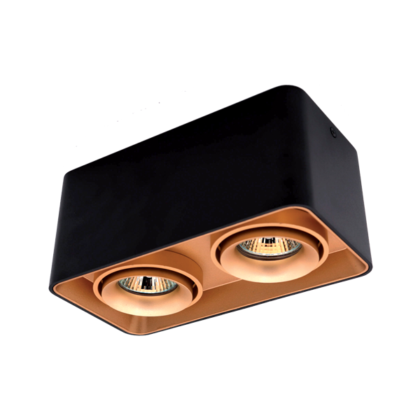 DL-044 SQUARE DOUBLE DOWNLIGHT SURFACE MOUNTED GOLD/BLACK