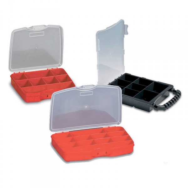 PLASTIC ORGANIZER WITH DIVIDERS 12 SECTIONS RED